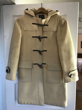 Vintage Gloverall Heavy Wool English Duffle Coat Women's Size 10 White Cream